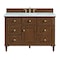 James Martin Vanities 48'' Single Vanity, Mid-Century Walnut w/ 3 CM Carrara White Marble Top 424-V48-WLT-3CAR - alternate 1